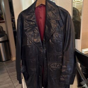 Men's Classic Black Leather Coat